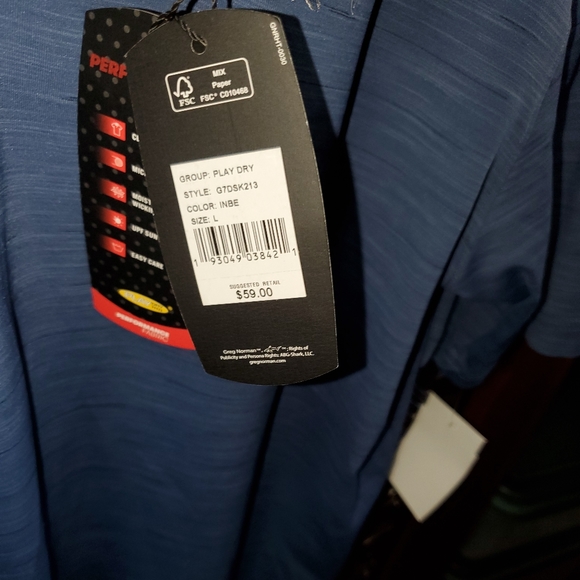 Greg Norman blue S/S golf sport polo size L/G NWT - Picture 3 of 3